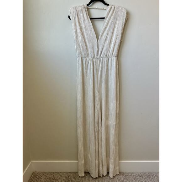 SABINA MUSAYEV Peleg Plunge Neck Jumpsuit Pearl Blush Size Medium, No Belt - Picture 3 of 12